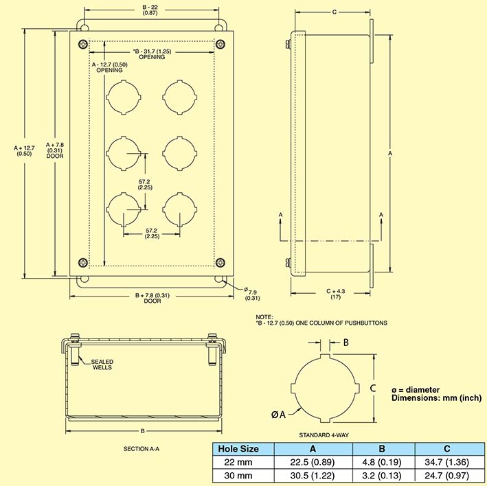 SCE_PB Series Dimensions Diagram